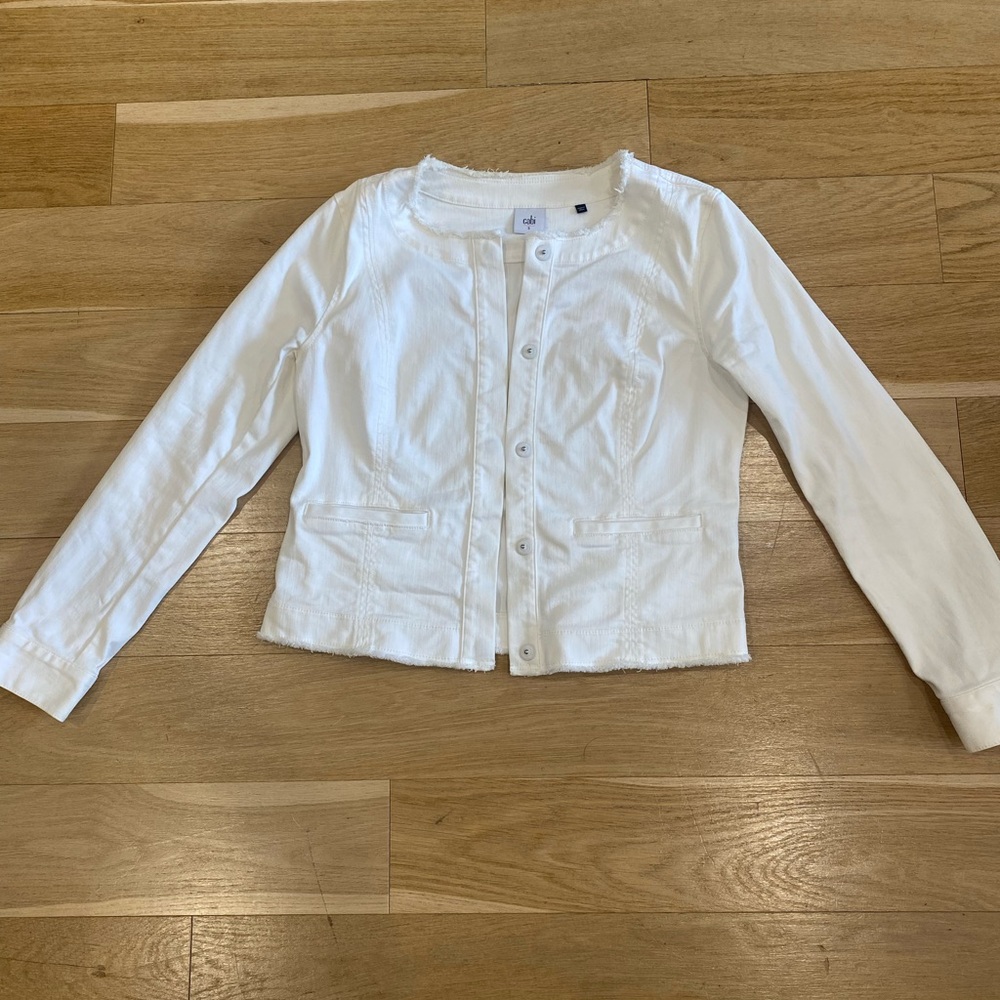 CAbi White Jean Jacket Classic Tailored Design